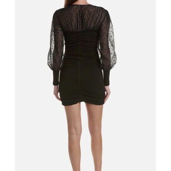 Sandro Black Organza and Rib Knit Ruched Bustier Effect Mini Dress Small NWT - Picture 3 of 7